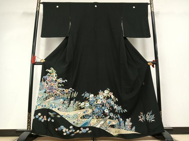 平和屋着物●本加賀友禅作家　寺西次作　黒留袖　松竹梅　暈し染め　正絹　逸品　AABM4025fy