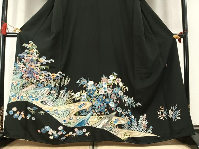 平和屋着物●本加賀友禅作家　寺西次作　黒留袖　松竹梅　暈し染め　正絹　逸品　AABM4025fy