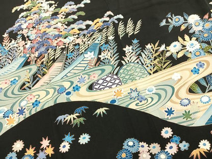 平和屋着物●本加賀友禅作家　寺西次作　黒留袖　松竹梅　暈し染め　正絹　逸品　AABM4025fy
