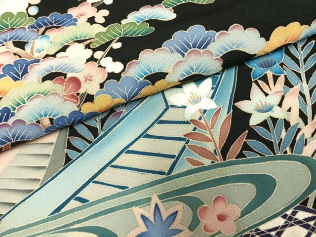 平和屋着物●本加賀友禅作家　寺西次作　黒留袖　松竹梅　暈し染め　正絹　逸品　AABM4025fy