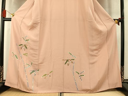 平和屋着物●訪問着　笹竹花文　金彩　反端付き　正絹　逸品　AABM4028fy