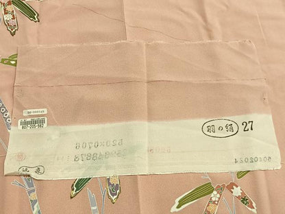 平和屋着物●訪問着　笹竹花文　金彩　反端付き　正絹　逸品　AABM4028fy