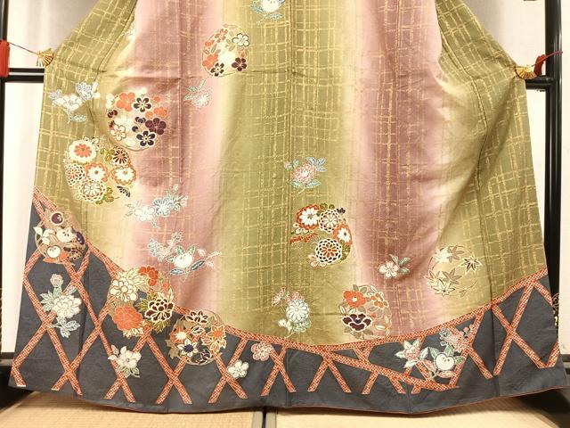 平和屋着物●訪問着　草花文　暈し染め　金彩　正絹　逸品　AABM4036fy