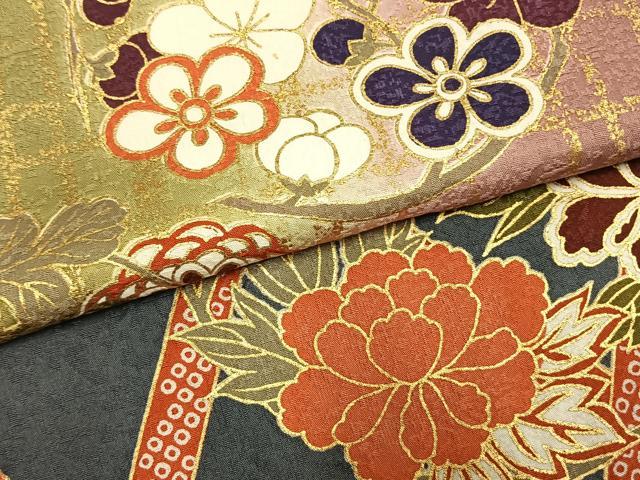 平和屋着物●訪問着　草花文　暈し染め　金彩　正絹　逸品　AABM4036fy