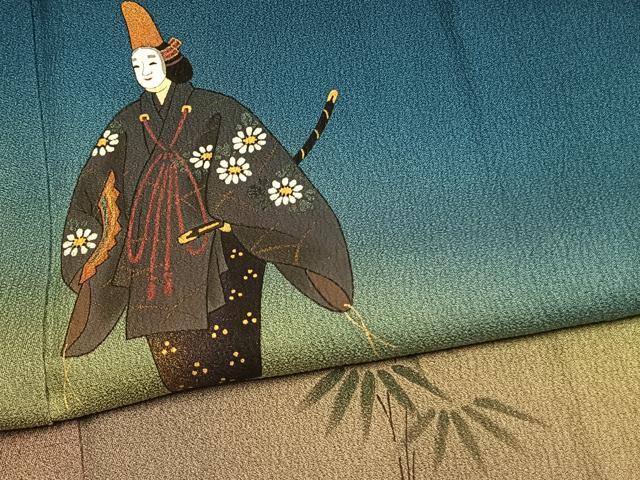 平和屋着物●訪問着　作家物　手描き　人物笹文　暈し染め　正絹　逸品　AABM4037fy