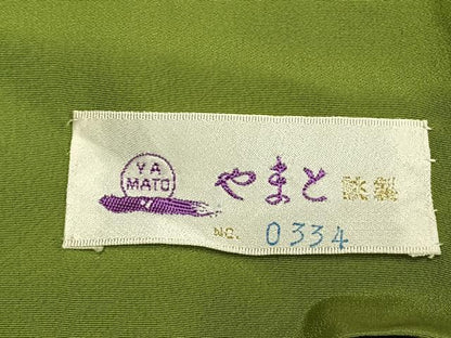 平和屋着物●訪問着　刺繍　舞蝶草葉文　金糸　金彩　やまと誂製　正絹　逸品　AABM4039fy