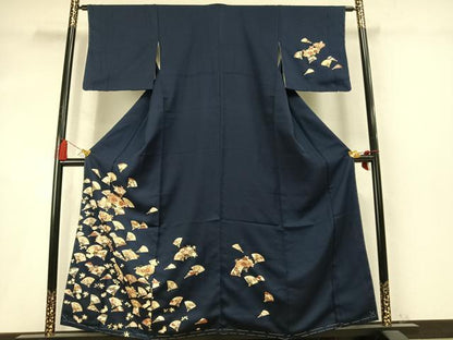 平和屋着物●訪問着　扇面花文　金彩　正絹　逸品　未使用　AABM4045fy
