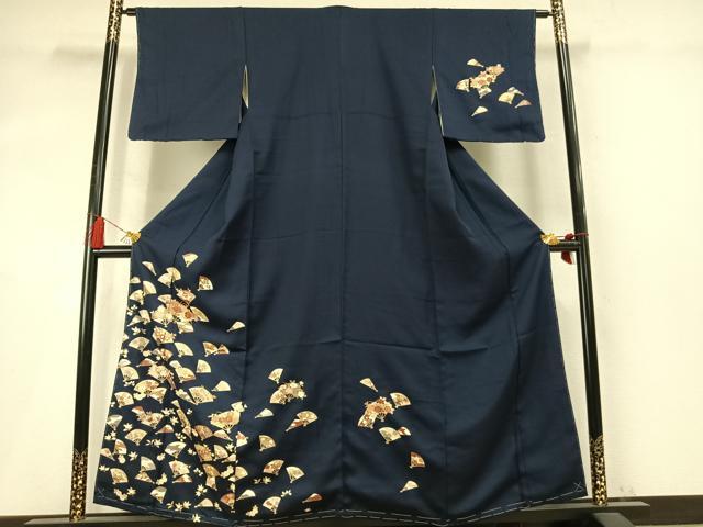 平和屋着物●訪問着　扇面花文　金彩　正絹　逸品　未使用　AABM4045fy