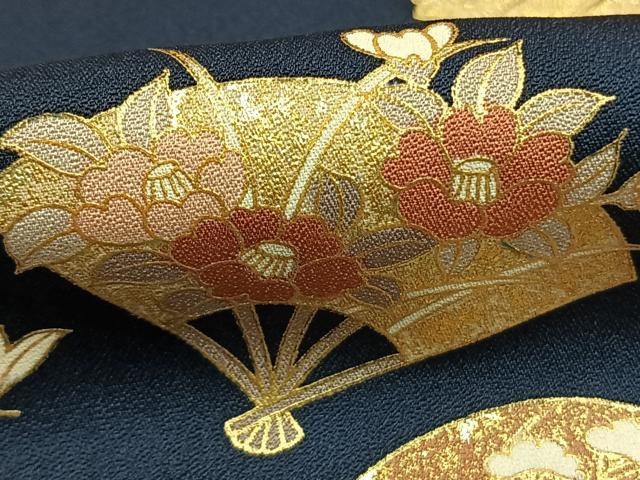 平和屋着物●訪問着　扇面花文　金彩　正絹　逸品　未使用　AABM4045fy