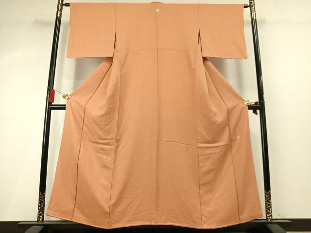 平和屋着物●本草木染作家　瑞寶　色無地　紋意匠　江戸茶色　正絹　逸品　AABM4046fy