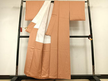 平和屋着物●本草木染作家　瑞寶　色無地　紋意匠　江戸茶色　正絹　逸品　AABM4046fy