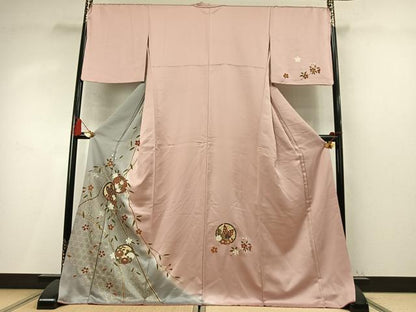平和屋着物●訪問着　花蝶丸文　暈し染め　金彩　ロング丈　正絹　逸品　AABM4047fy