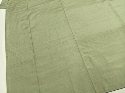 平和屋着物●男性　紬　アンサンブル　色無地　柳茶色　正絹　逸品　AABM4051fy
