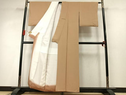 平和屋着物●江戸小紋　万筋　飴色×土色　正絹　逸品　AABM4055fy