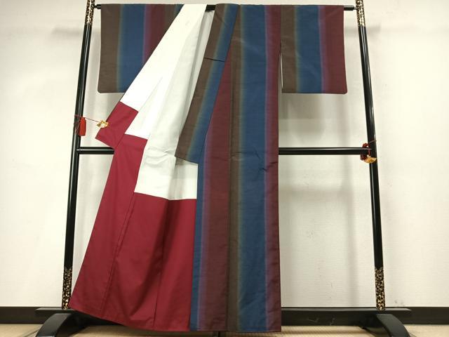 平和屋着物●上質な紬　間道　正絹　逸品　AABM4057fy