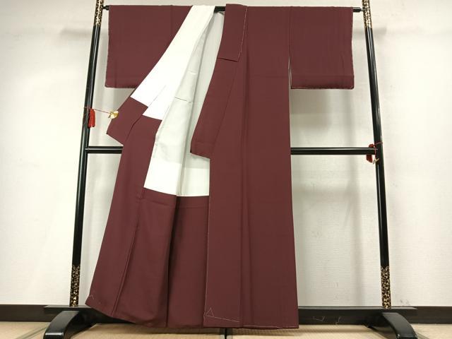 平和屋着物●上質な色無地　海老茶色　正絹　逸品　未使用　AABM4058fy