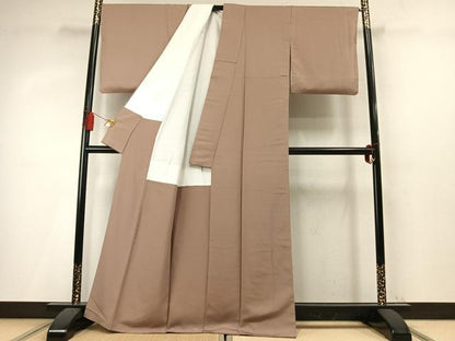 平和屋着物●上質な色無地　白茶色　正絹　逸品　AABM4059fy