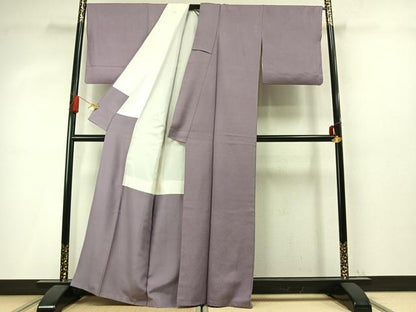 平和屋着物●上質な色無地　紋意匠　浅紫色　正絹　逸品　AABM4060fy