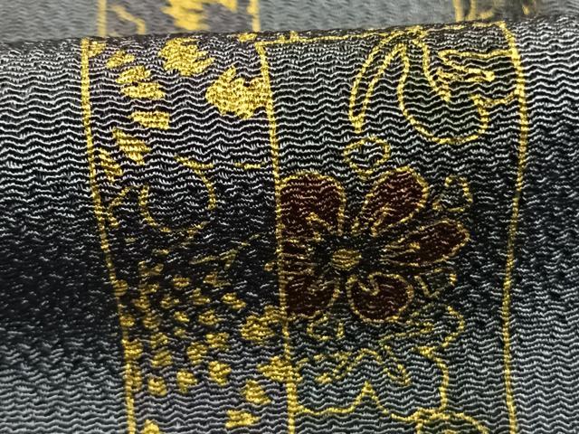 平和屋着物●上質な小紋　色紙花文　金彩　鬼しぼ縮緬　正絹　逸品　AABM4063fy