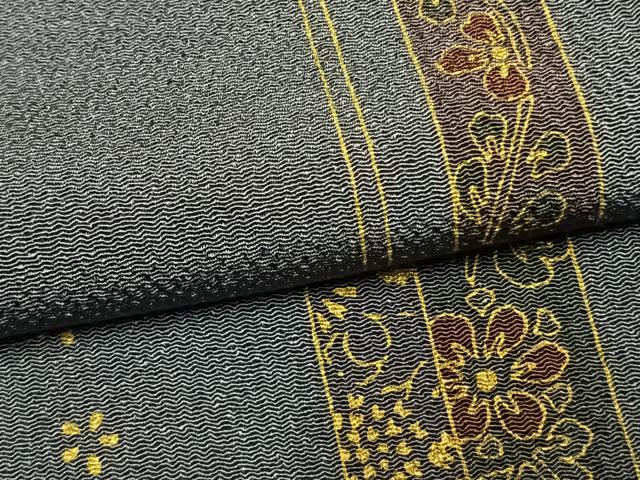 平和屋着物●上質な小紋　色紙花文　金彩　鬼しぼ縮緬　正絹　逸品　AABM4063fy