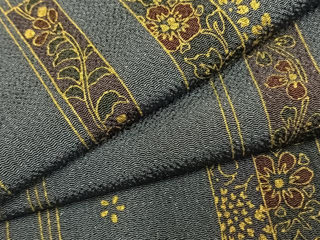 平和屋着物●上質な小紋　色紙花文　金彩　鬼しぼ縮緬　正絹　逸品　AABM4063fy