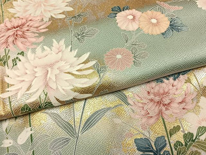 平和屋着物●訪問着　草花文　暈し染め　金銀彩　正絹　逸品　AABM4070fy