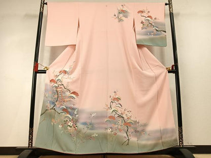 平和屋着物●訪問着　枝松熨斗花文　暈し染め　金彩　正絹　逸品　AABM4071fy