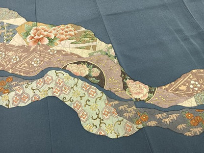 平和屋着物●訪問着　道長花文　金彩　鬼しぼ縮緬　正絹　逸品　AABM4072fy