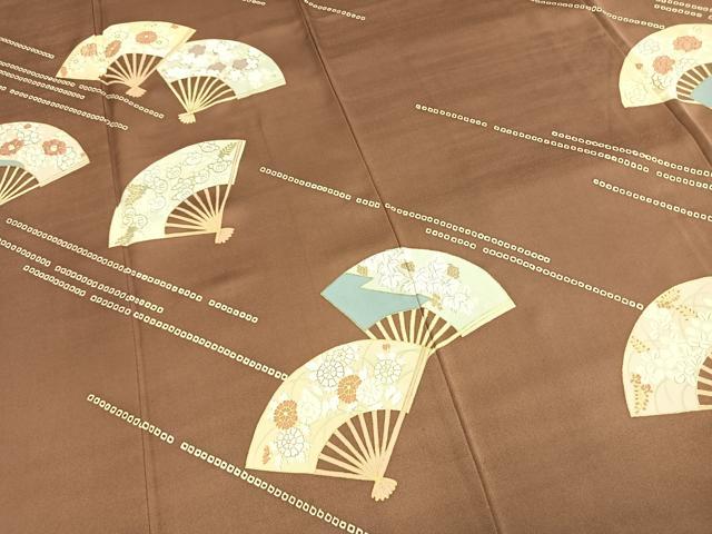 平和屋着物●訪問着　駒刺繍　扇面花文　金彩　正絹　逸品　未使用　AABM4073fy