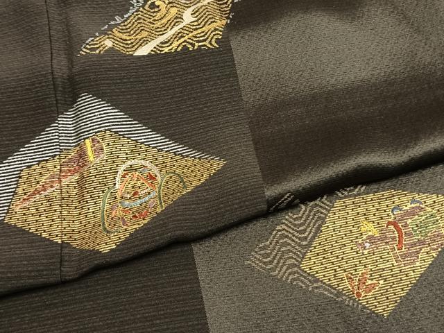平和屋着物●訪問着　刺繍　色紙玩具文　金銀彩　正絹　逸品　AABM4074fy