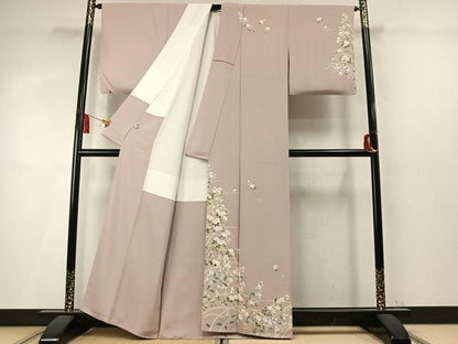 平和屋着物●京加賀友禅　百貫達雄　訪問着　草花文　銀座おゝぎ屋扱い　正絹　逸品　AABM4075fy