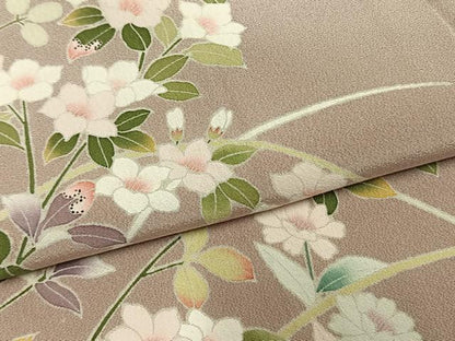平和屋着物●京加賀友禅　百貫達雄　訪問着　草花文　銀座おゝぎ屋扱い　正絹　逸品　AABM4075fy