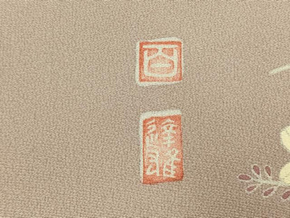 平和屋着物●京加賀友禅　百貫達雄　訪問着　草花文　銀座おゝぎ屋扱い　正絹　逸品　AABM4075fy