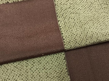 平和屋着物●上質な小紋　市松文様　鬼しぼ縮緬　正絹　逸品　AABM4078fy