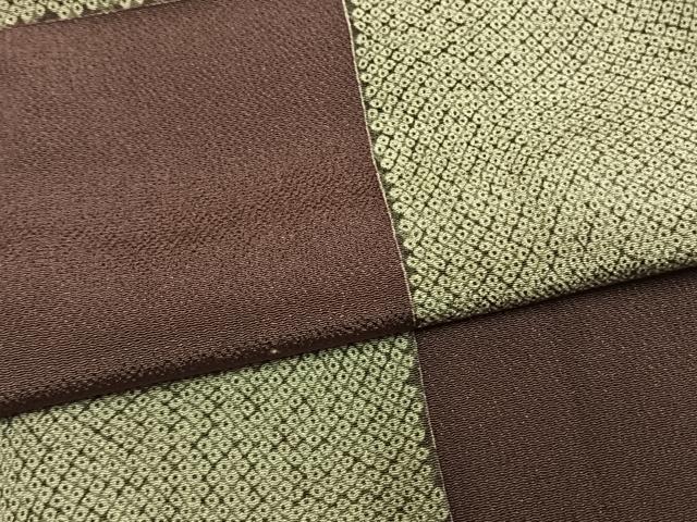 平和屋着物●上質な小紋　市松文様　鬼しぼ縮緬　正絹　逸品　AABM4078fy