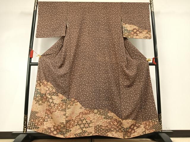 平和屋着物●訪問着　型染め　花唐草文　正絹　逸品　AABM4079fy
