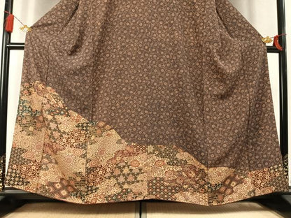 平和屋着物●訪問着　型染め　花唐草文　正絹　逸品　AABM4079fy