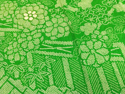 平和屋着物●豪華振袖　総絞り　駒刺繍　笹竹梅花文　正絹　逸品　AABM4080fy