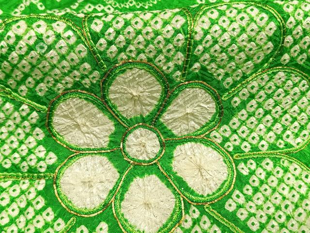 平和屋着物●豪華振袖　総絞り　駒刺繍　笹竹梅花文　正絹　逸品　AABM4080fy