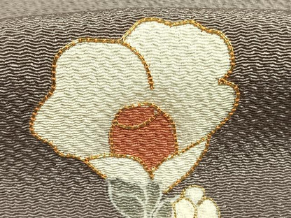 平和屋着物●訪問着　駒刺繍　枝花文　金彩　鬼しぼ縮緬　正絹　逸品　未使用　AABM4081fy