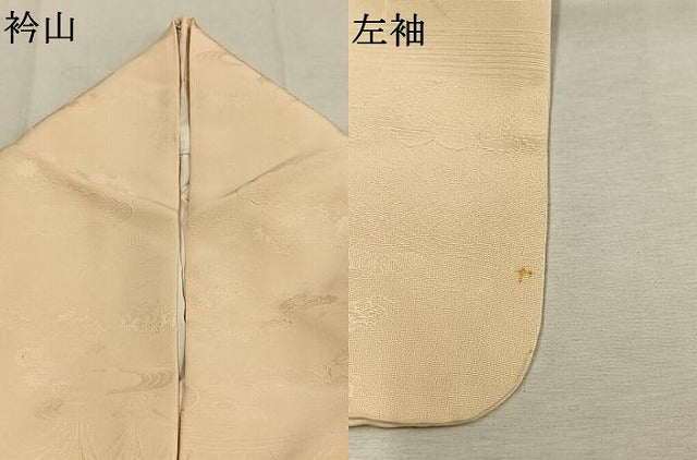 平和屋着物●上質な色無地　流水雲取り花地紋　蜂蜜色　正絹　逸品　AABM4086fy