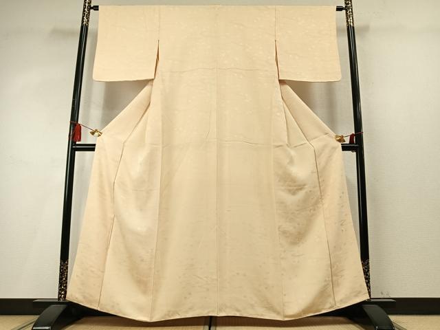 平和屋着物●上質な色無地　流水雲取り花地紋　蜂蜜色　正絹　逸品　AABM4086fy