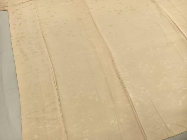 平和屋着物●上質な色無地　流水雲取り花地紋　蜂蜜色　正絹　逸品　AABM4086fy
