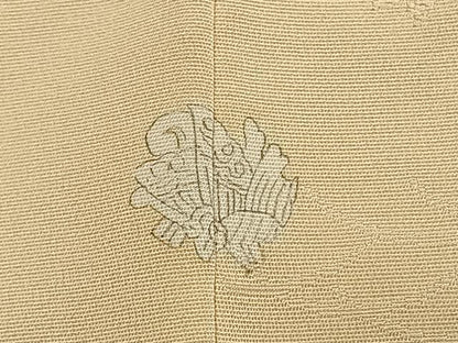 平和屋着物●上質な色無地　流水雲取り花地紋　蜂蜜色　正絹　逸品　AABM4086fy