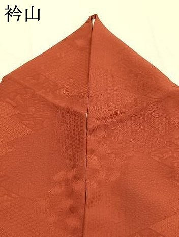 平和屋着物●上質な色無地　松皮菱地紋　赤丹色　正絹　逸品　AABM4087fy