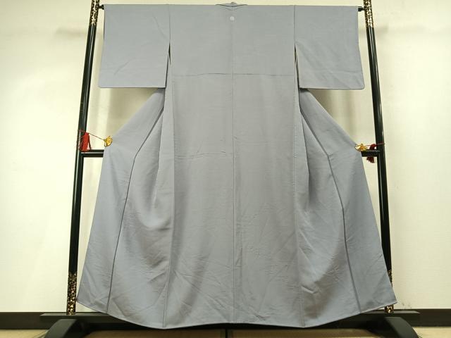 平和屋着物●上質な色無地　露芝地紋　灰青色　正絹　逸品　AABM4088fy