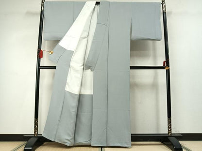 平和屋着物●上質な色無地　千草鼠色　正絹　逸品　AABM4090fy
