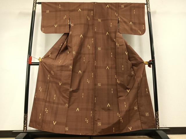 平和屋着物●上質な紬　琉球絣文　正絹　逸品　AABM4094fy