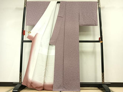 平和屋着物●上質な小紋　枝葉文　正絹　逸品　AABM4095fy