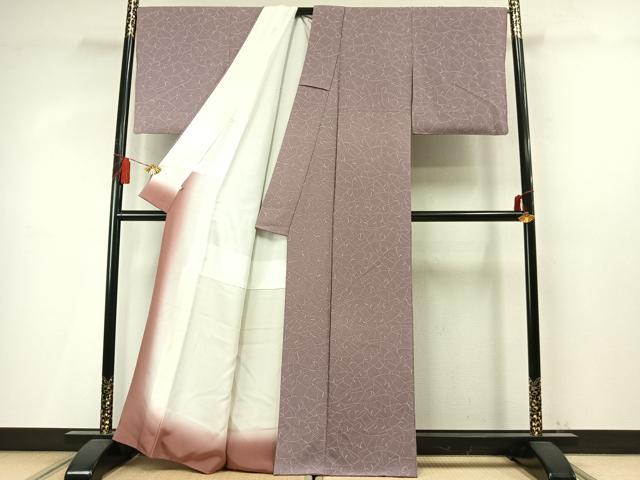 平和屋着物●上質な小紋　枝葉文　正絹　逸品　AABM4095fy